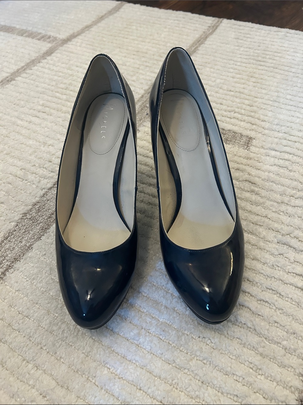 Classic Patent Leather Navy Pumps - Women